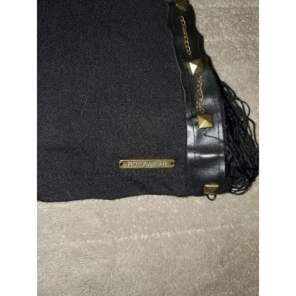 Vintage Rocawear Black Distressed Fringe Mini Dress - Picture 5 of 9